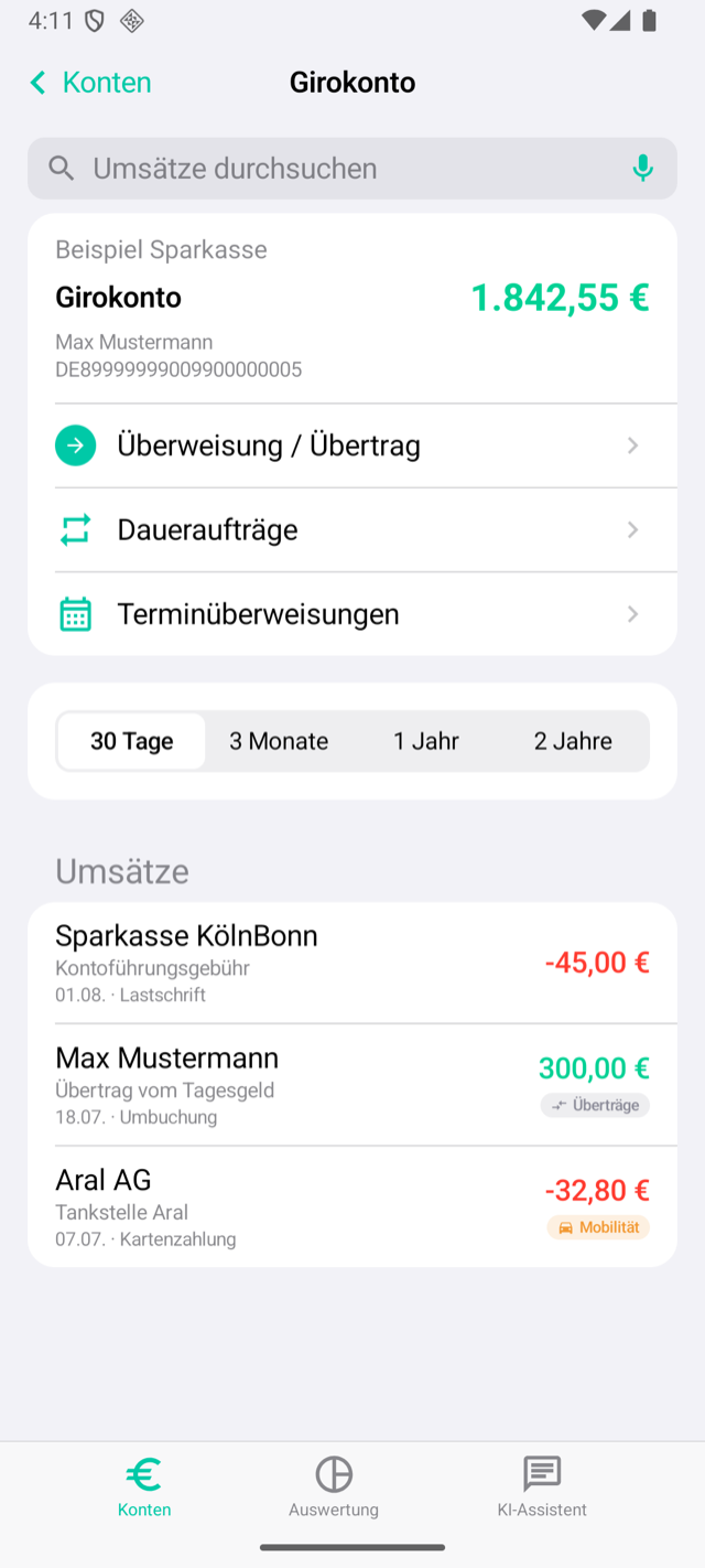BankingPal f&uuml;r Android &ndash; Girokonto mit Ums&auml;tzen und Zahlungsverkehr