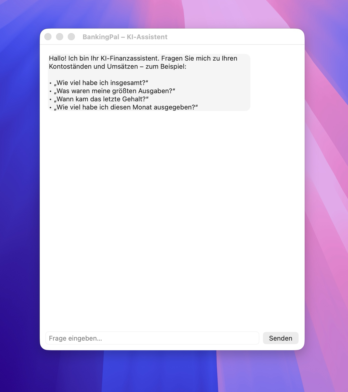 BankingPal KI-Finanzassistent mit Umsatzanalyse